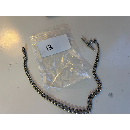 33 - Sterling Silver Albert Fob / Chain, hallmarked and Passant stamp to links, weight > 31g