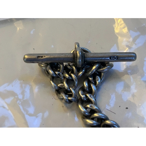 33 - Sterling Silver Albert Fob / Chain, hallmarked and Passant stamp to links, weight > 31g