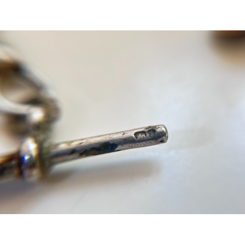 41 - Sterling Silver Albert T-bar's with gold tone chain, gold plated cuff links and another gold tone ch... 