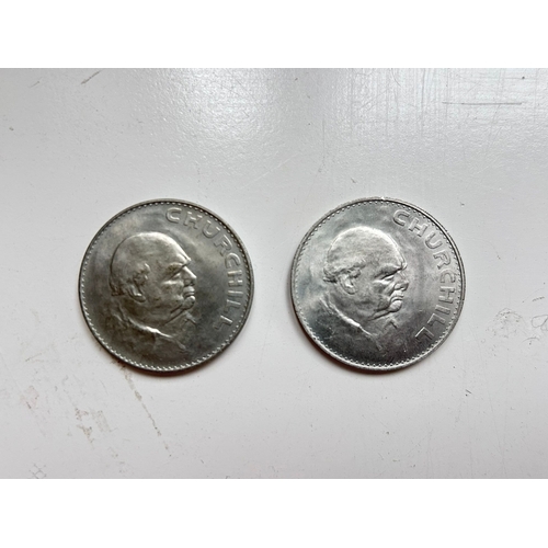 49 - Pair of Winston Churchill 1965 Elizabeth II Commemorative Crowns