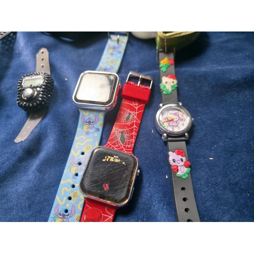 59 - Job lot of smart and analogue watches, Star Wars, Ice Watch, Hello Kitty Etc