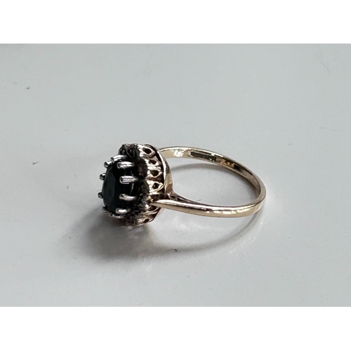 8 - Hallmarked gemstone set ring set in 9ct Gold with a gross weight of 3g