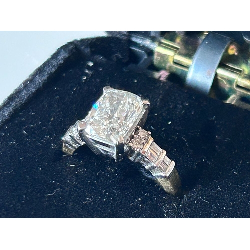3 - 18ct Gold Radiant-Cut Diamond Ring, Approx. 2.50ct Centre, with Brilliant & Baguette Diamond Shoulde... 