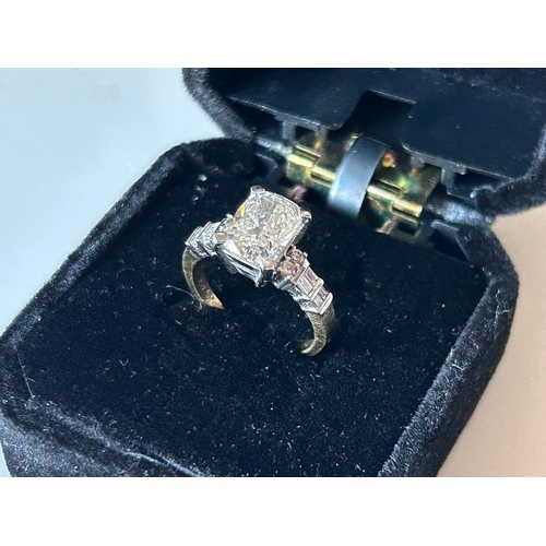 3 - 18ct Gold Radiant-Cut Diamond Ring, Approx. 2.50ct Centre, with Brilliant & Baguette Diamond Shoulde... 