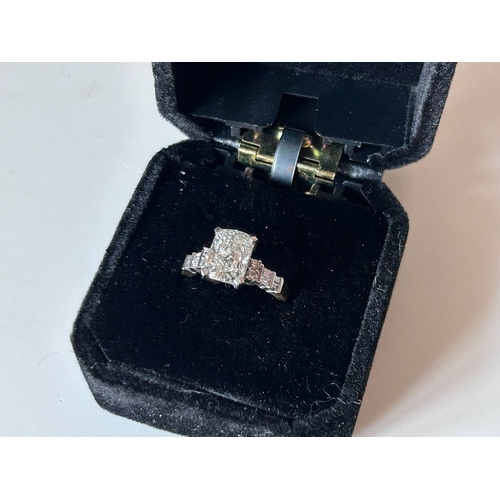 3 - 18ct Gold Radiant-Cut Diamond Ring, Approx. 2.50ct Centre, with Brilliant & Baguette Diamond Shoulde... 