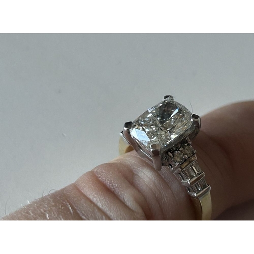 3 - 18ct Gold Radiant-Cut Diamond Ring, Approx. 2.50ct Centre, with Brilliant & Baguette Diamond Shoulde... 