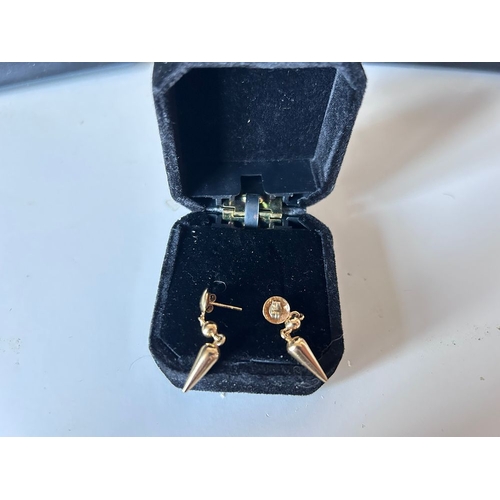 13 - 9ct gold drop earrings - 2.1g, appear unworn