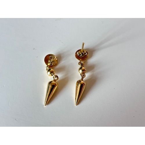 13 - 9ct gold drop earrings - 2.1g, appear unworn