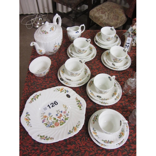 126 - 22 piece hand painted Aynsley tea set.