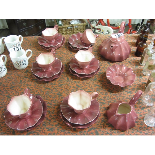 130 - Art deco Carlton ware 21 piece hand painted tea set.