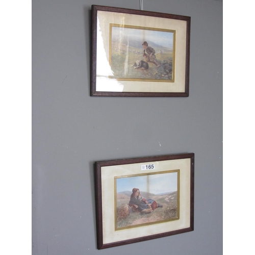 165 - Pair of watercolours signed H Garland dated 1870.