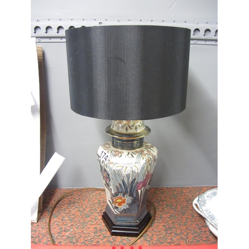 174 - Hand painted table lamp and shade.