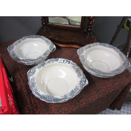 175 - 3 blue and white Crown Ducal serving dishes.