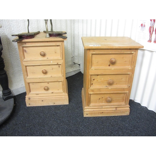 49 - Pair of pine 3 drawer bedside chests.