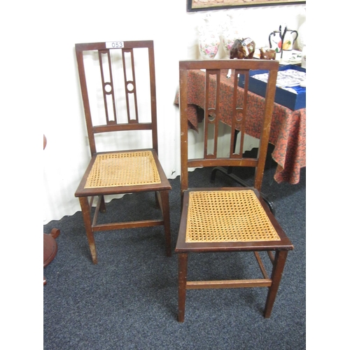 53 - Pair of Edwardian mahogany cane seat bedroom chairs.