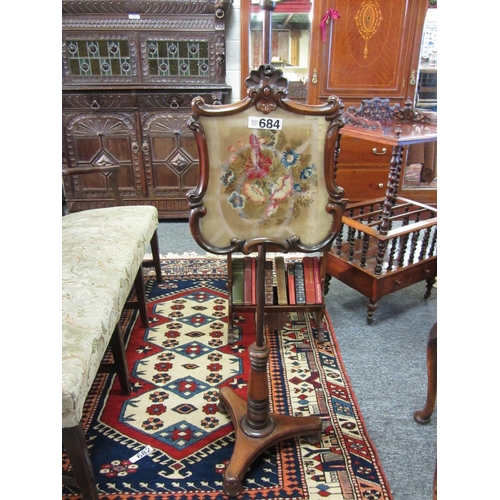 684 - Victorian mahogany tapestry pole screen.