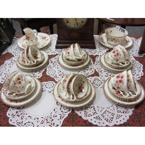 706 - Victorian hand painted 40 piece tea set.