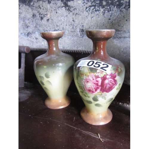 52 - Pair of Victorian hand painted vases.