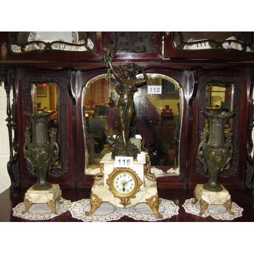 115 - Superb French ormolu mounted 3 piece clock set.