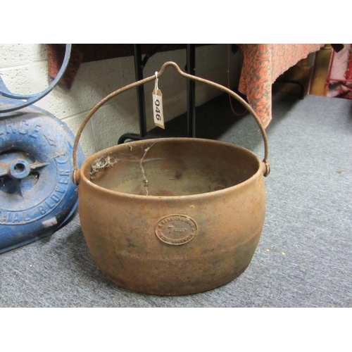 46 - Antique Cast Iron pot with handle.