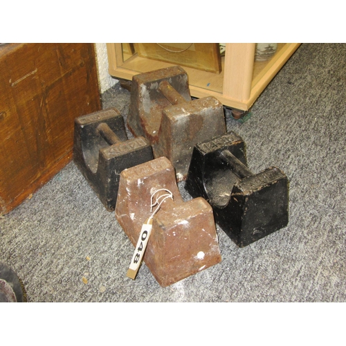 48 - 4 Antique assorted cast iron weights.