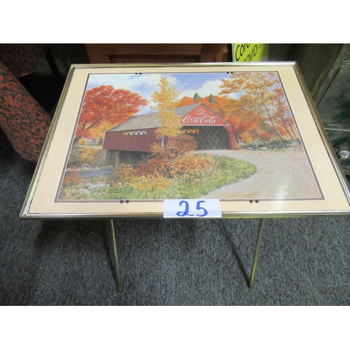 25 - Coca Cola advertising folding table.  Top:52cm x 39cm.