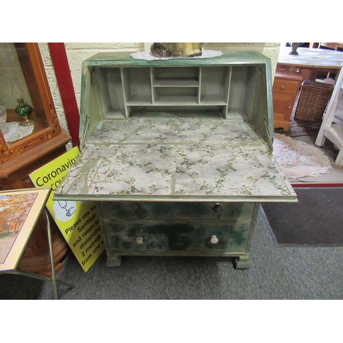 26 - Art deco painted fall front bureau with 3 drawers.  H:102cm, W:75cm, D:40cm.