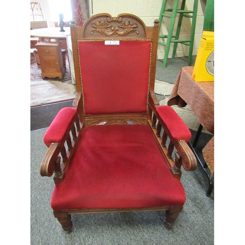 28 - Good Carved victorian oak arm chair.