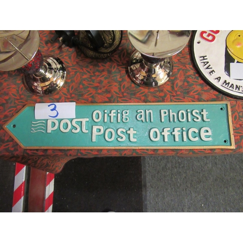 3 - Cast iron Post Office sign.