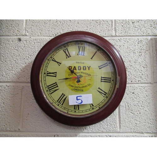 5 - Paddy Old Irish Whiskey  Quartz wall clock.