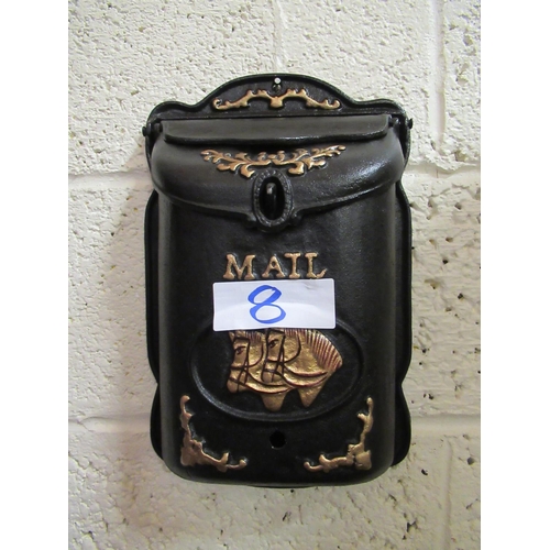 8 - Cast iron wall hanging post box.