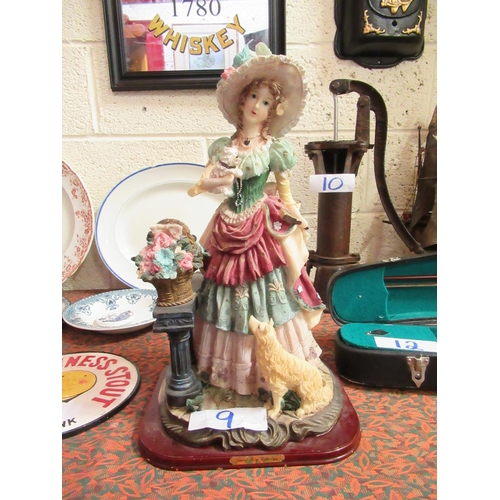 9 - Superb hand painted figure of a Lady with Dogs, By Daniel Poly Collection.  H:49cm.