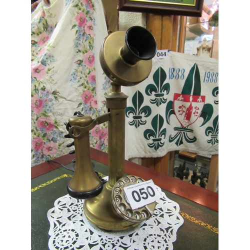50 - Antique brass rotary dial Candlestick telephone.