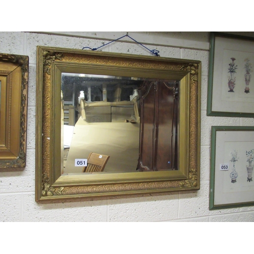 51 - Victorian beveled edge wall mirror in gilt frame. Including frame  77cm x 92cm.