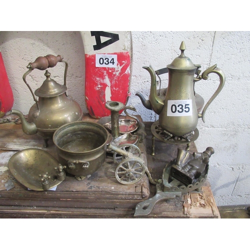 35 - Quantity of antique brass ware. (10)