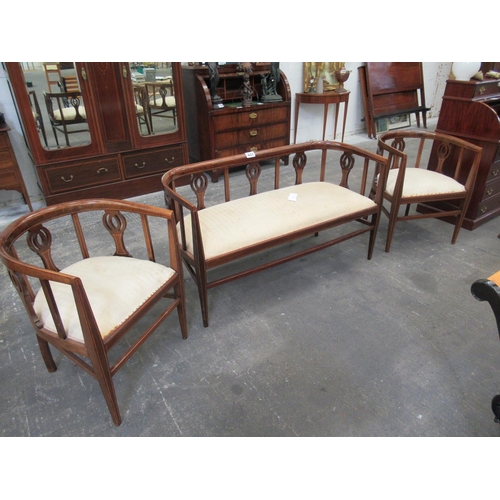 457 - Edwardian mahogany inlaid 3 piece Parlour suite