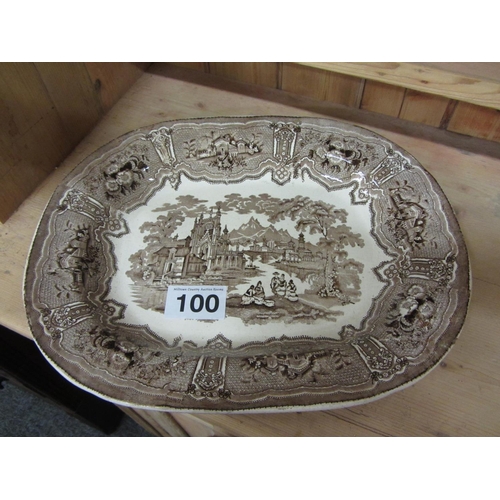 100 - Good victorian oval hand painted meat platter.