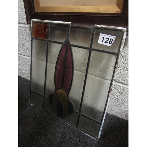 128 - Leaded glass panel.