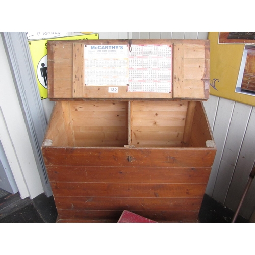 132 - Antique pine Meal bin in original paint.  H:93cm, W:112cm, D:52cm.