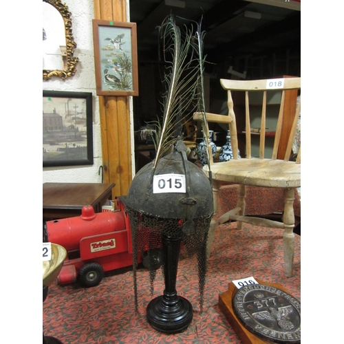 15 - Antique Helmet on stand.