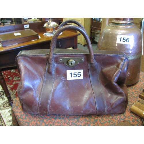 155 - Antique Leather Gladstone bag.