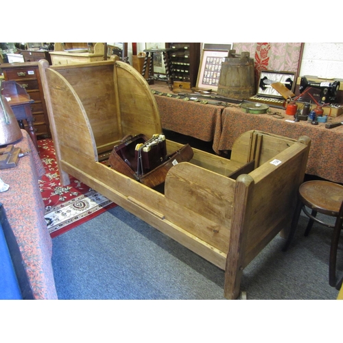 158 - Antique pine Child's Sleigh bed.