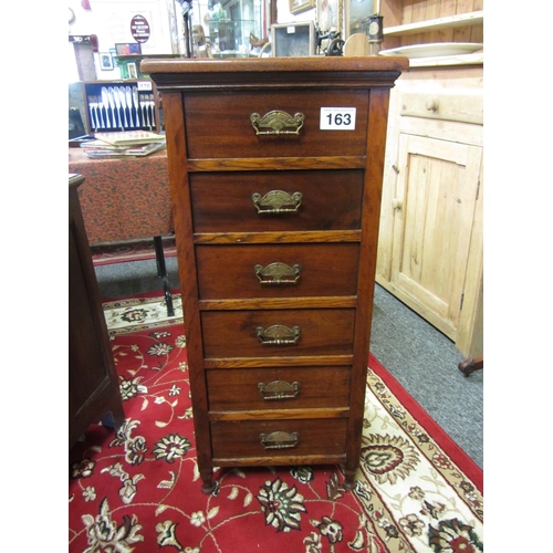 163 - Victorian oak 6 drawer tall boy.  H: 102cm, W:46cm, D:39cm.