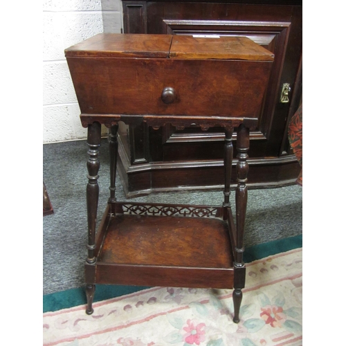 217 - Victorian mahogany Ladies sewing table .  H:69cm, Top:37cm x 27cm.