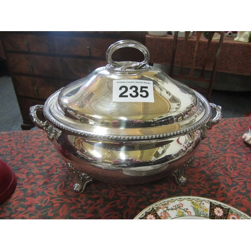 235 - Good silver plated tureen and cover.