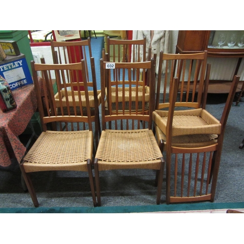 32 - Good set of 8 G Plan dining chairs with Rattan seats.