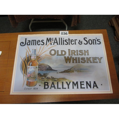 36 - Old Irish Whiskey poster.