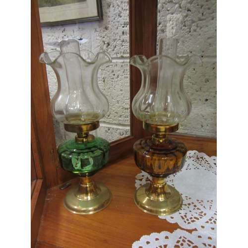 370 - 2 Oil Lamps. H:28cm