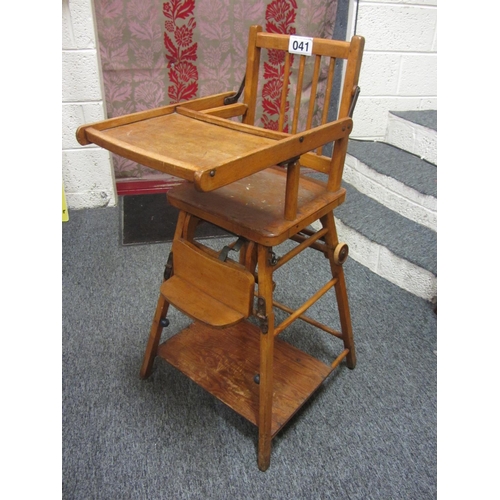 41 - Victorian Child's high chair come table.  H:96cm.