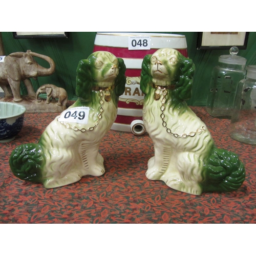 49 - Good pair of victorian hand painted Staffordshire dogs.  H:32cm.